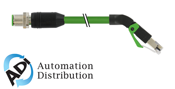 Murrelektronik 7000-44731-7960300 m12 male 0?? / rj45, 45?? down, shielded, ethernet, pur 2x2xawg22 shielded gn ul/csa+dragchain 3m