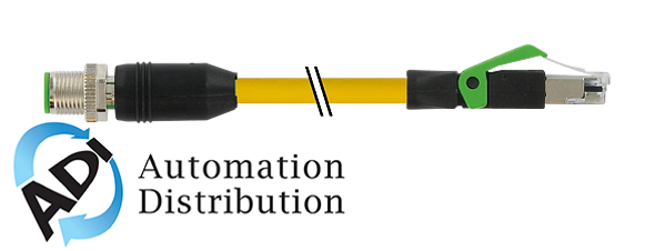 Murrelektronik 7000-44711-6751000 m12 male 0?? / rj45 male 0?? shielded ethernet, pur 2x2xawg22 shielded ye ul/csa+dragchain 10m