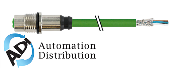 Murrelektronik 7000-14511-7941500 m12 female recept. d-cod. shielded rm ethernet, pur 2x2xawg22 shielded gn ul/csa 15m
