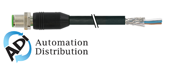 Murrelektronik 7000-15501-8051000 m12 male 0?? shielded y-cod. with cable, hybrid, pur 4xawg20+1x4xawg26 shielded bk ul/csa 10m