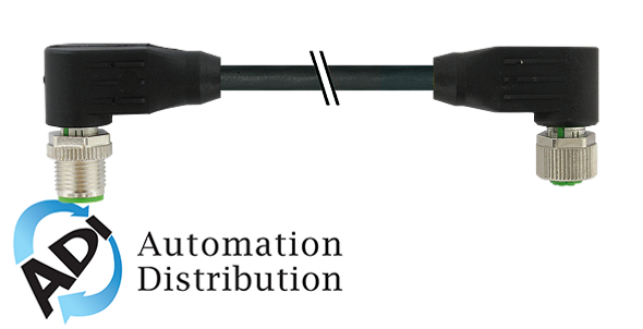 Murrelektronik 7000-40491-6412500 m12 male 90?? / m12 female 90?? shielded, pur 4x0.34 shielded bk ul/csa+drag chain 25m