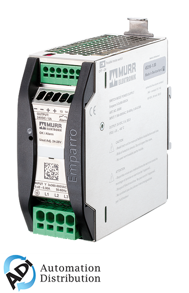 Murrelektronik 85690 emparro power supply 3-phase, in: 360 - 500vac out: 24-28v/5adc, power boost - for 5 seconds 50% additional power