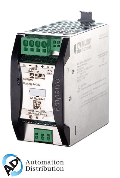 Murrelektronik 85441 emparro power supply 1-phase, in: 100-240vac out: 24-28vdc/10a, power boost - for 4 seconds 50% additional power