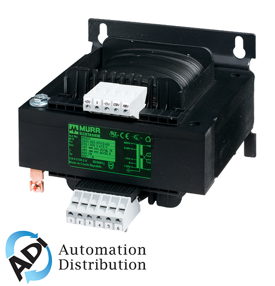 Murrelektronik 86477 mtl 1-phase control and isolation transformer, p: 400va in: 230/400vac +/- 15vac out: 2x115vac