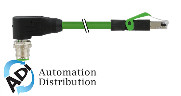 Murrelektronik 7000-44761-7963000 m12 male 90?? / rj45, 0??, shielded, ethernet, pur 2x2xawg22 shielded gn ul,csa+dragchain 30m