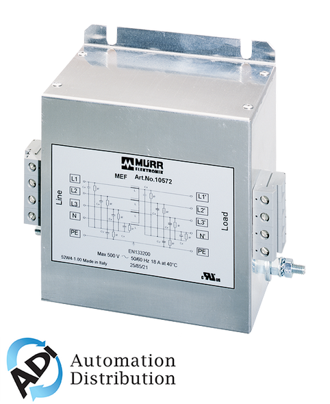 Murrelektronik 10575 mef emc-filter 3-phase 1-stage with neutral, i:72a u:4x500 vac, with increased attenuation