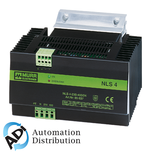 Murrelektronik 85637 nls power supply 1/2-phase, linear regulated, in: 230/400vac out: 24v/4adc