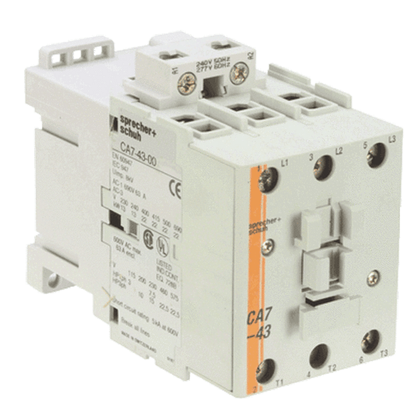 Sprecher + Schuh CA7-43-00-120-L22 contactor 43a 120vac +2no2nc 01ECAM0000H0003