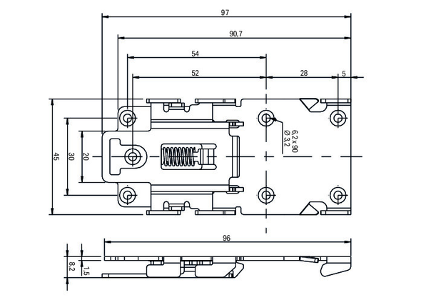 Wago 2789-1145 Mounting carrier 1.5 mm thick carbon steel