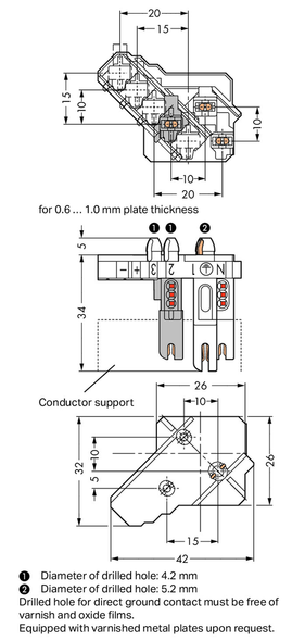 Wago 267-173 Female connector, with direct ground contact, white