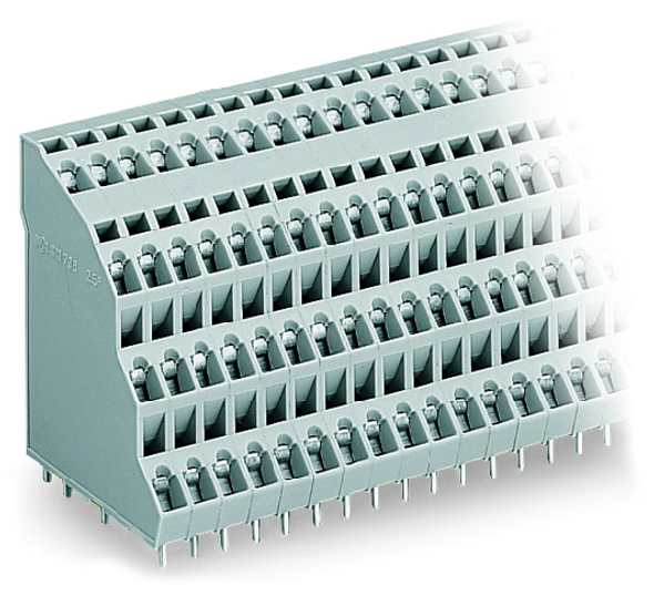 Wago 738-108 Quadruple-deck PCB terminal block; 2.5 mm²; Pin spacing 5 mm; 4 x 8-pole; CAGE CLAMP®; 2,50 mm²; gray