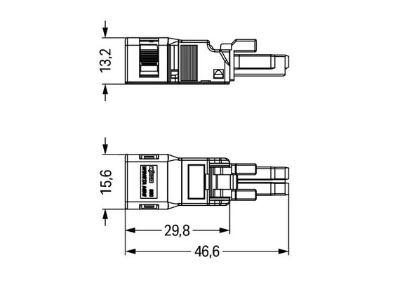 Wago 890-202/342-000 Socket, with strain relief housing 2-pole, black