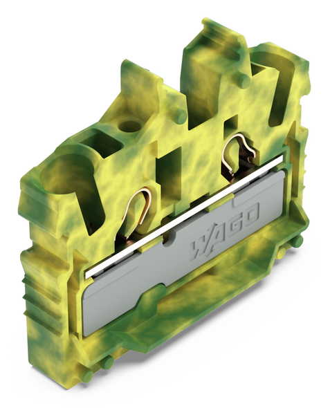 Wago 2052-307 2-conductor miniature through tb with operating slots 2.5 mm²,  green-yellow