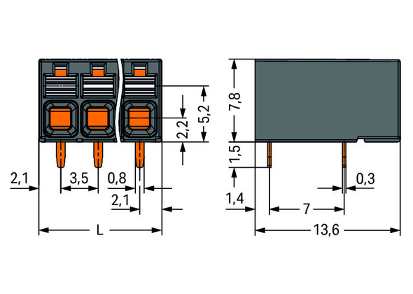 Wago 2086-1231/300-000 THR PCB terminal block, push-button 1.5 mm² Pin spacing 3.5 mm 11-pole, black