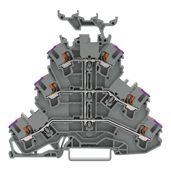 Wago 2202-3238 Triple-deck terminal block with push-button 6-conductor through terminal block,  gray