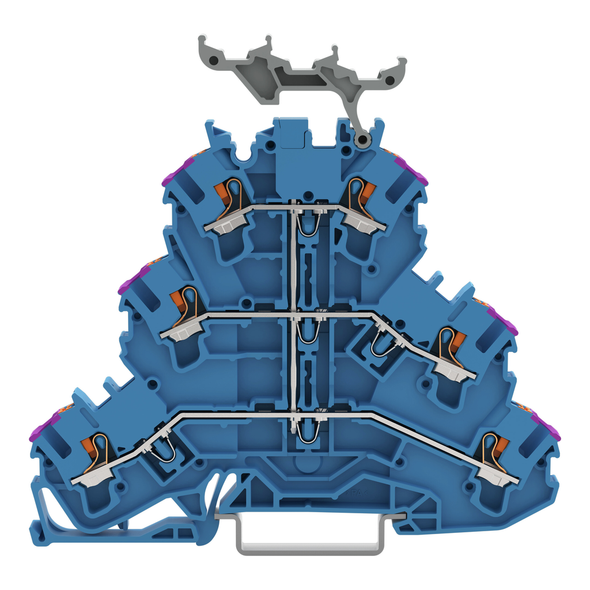 Wago 2202-3239 Triple-deck terminal block with push-button 6-conductor through terminal block,  blue