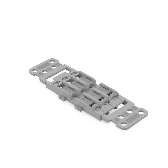 Wago Mounting carrier with strain relief; 3-way; for inline splicing connector with lever; with snap-in mounting foot; gray Pack of 5