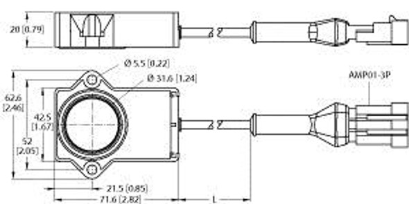 Turck Ri360P1-Qr20-Lu4X2-0.24-Amp01-3P Miniature Encoder, With Analog Output, Premium Line