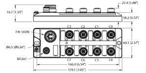 Turck Tbil-L5-16Dxp-Aux I/O hub for connection of digital signals to IO-Link master, 16 Universal Digital Channels, PNP