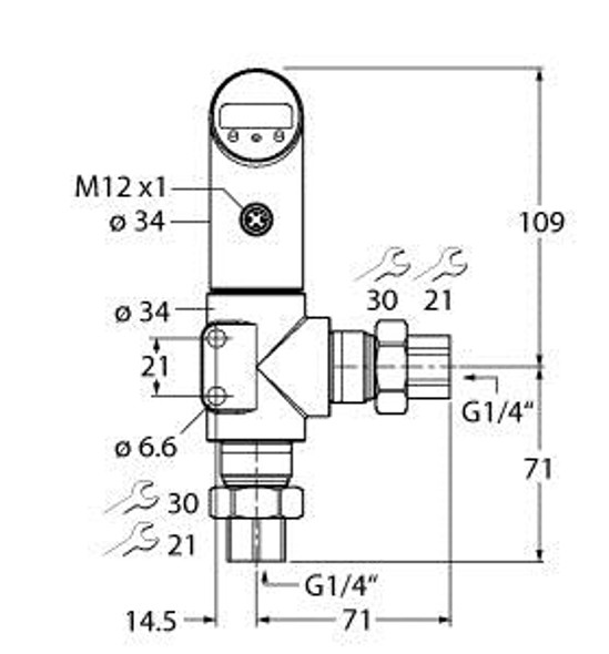 Turck Ps250D-501L-Li2Upn8X-H1141 Differential Pressure Sensor, With current output and PNP/NPN Transistor Switching Output, Output 2 Programmable as Switching Output