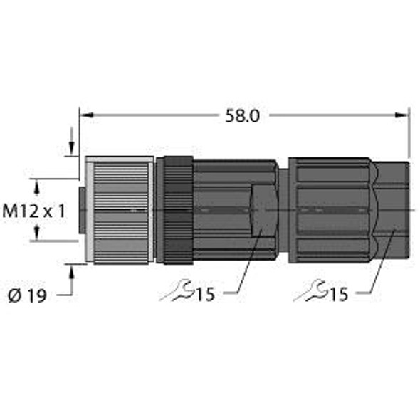 Turck Fw-Erkpm0526-Sa-P-0408 Accessories for Sensors and Actuators, Field-Wireable Connector, Female Connector, M12 × 1, Straight