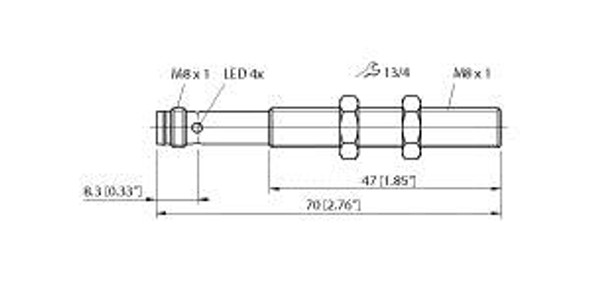 Turck Ru10U-M08-Un8X-V1141 Ultrasonic Sensor, Diffuse Mode Sensor