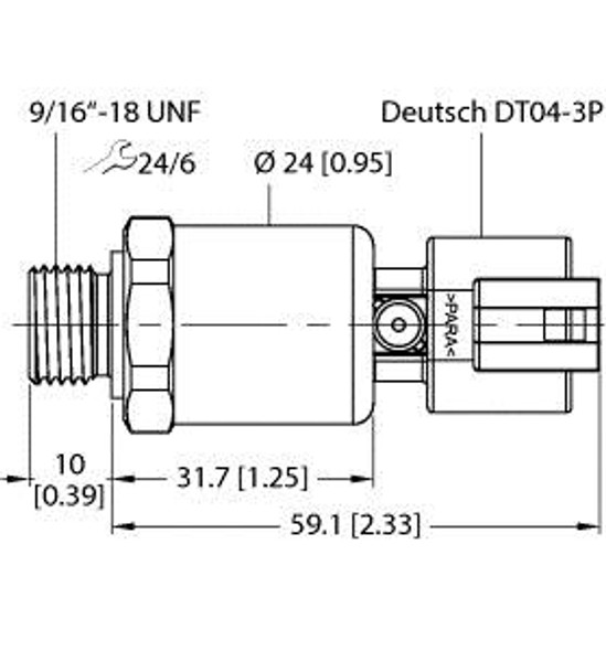 Turck Pt100Psig-1121-U6-Dt043P Pressure Transmitter, Ratiometric Output (3-Wire)