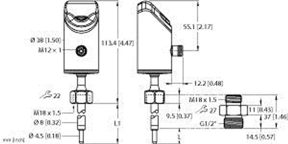 Turck Ts700-L016-30-2Upn8-H1141 Temperature Detection, With 2 PNP/NPN Transistor Switching Outputs