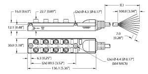 Turck Tb-8M8M-3-1 Junction Box - Actuator/Sensor, 8-port, M8, 3 pole I/O port with cable homerun