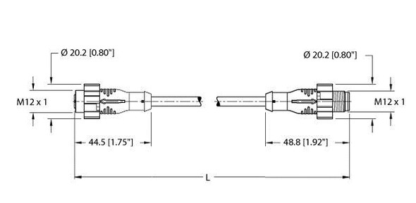 Turck Ekrt-Esrt-A4.300-Gc2K-2 Actuator and Sensor Cable, Extension Cable