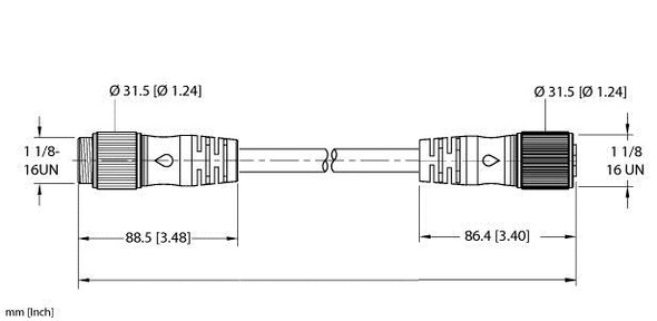 Turck Rsmcs Rkmcs 42-14M/S3539/Vfd Power Cable, Extension Cable