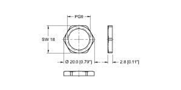 Turck Locknut-Pg9-Brass-(10/Bag) Receptacle Hardware, Locknut