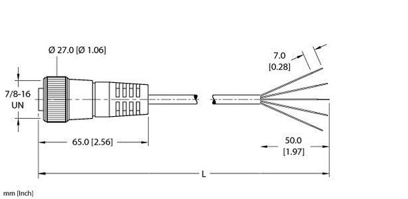 Turck Rkm 56-12M/S1587 Single-ended Cordset, Straight Female Connector