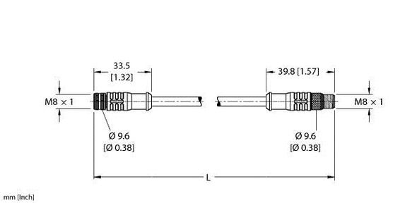 Turck Pkgs 4M-6-Psgs 4M Double-ended Cordset, Straight Female Connector to Straight Male Connector