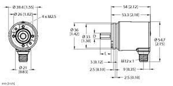 Turck Rem-190S6S-Iol32B-H1141 Absolute Rotary Encoder - Multiturn, IO-Link, Industrial Line