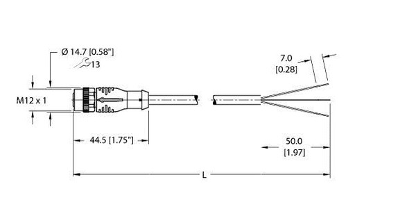 Turck Ekrp-A4.300-Gc2K-5 Actuator and Sensor Cable, Connection Cable