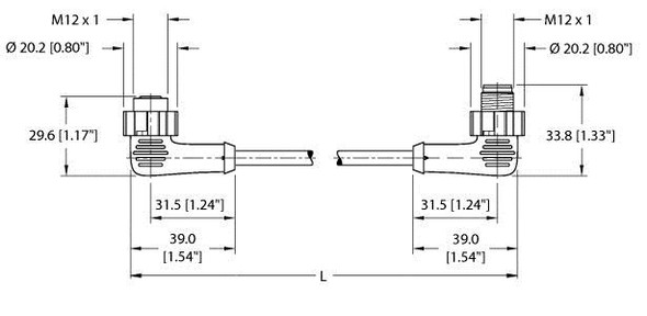 Turck Ekwt-Eswt-A5.500-Gu2K-1 Actuator and Sensor Cordset, Extension Cable