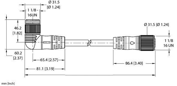 Turck Wsmc Rkmc 42-2M/S4000 Power Cable, Extension Cable