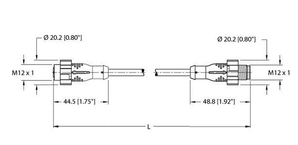 Turck Ekrt-Esrt-A5.500-Wa2Y-1 Actuator and Sensor Cable, Extension Cable