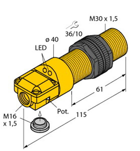 Turck Bce10-P30Sr-Vp6X2 Capacitive Sensor, With Potentiometer