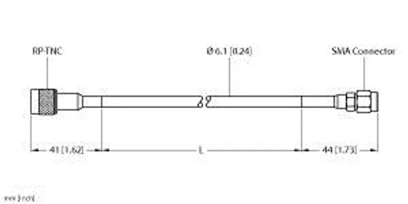 Turck Tn-Uhf-Cbl-Hf240-Rptnc-4-Sma Accessories, Coaxial Cable for Passive UHF Antennas