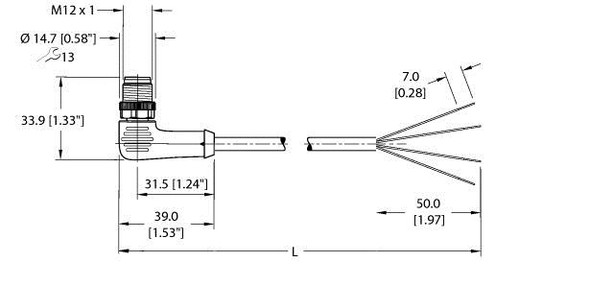 Turck Eswb-A4.400-Gc2K-10 Actuator and Sensor Cordset, Connection Cable