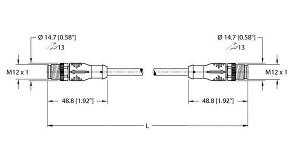 Turck Esrb-Esrb-A4.400-Gc2K-2 Actuator and Sensor Cordset, Extension Cable