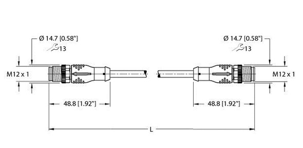 Turck Esrb-Esrb-A4.400-Gc2K-5 Actuator and Sensor Cordset, Extension Cable