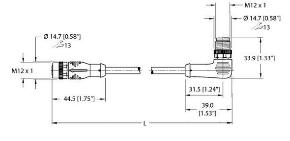 Turck Ekrb-Eswb-A4.300-Gc2K-2 Actuator and Sensor Cordset, Extension Cable