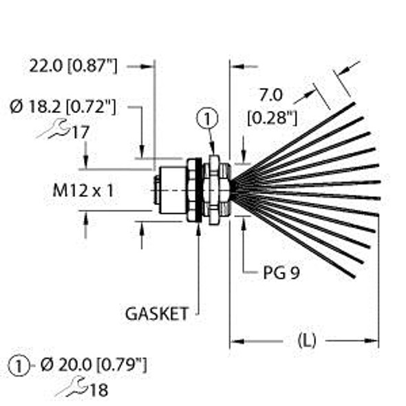 Turck Efkbg-12.1200.4-0.5 Actuator and Sensor Receptacle, Front Mount