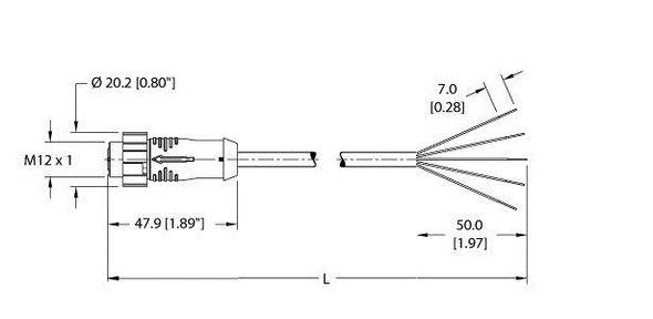 Turck Ekrt.Pr-A5.500-Gc2K-5 Actuator and Sensor Cordset, Connection Cable