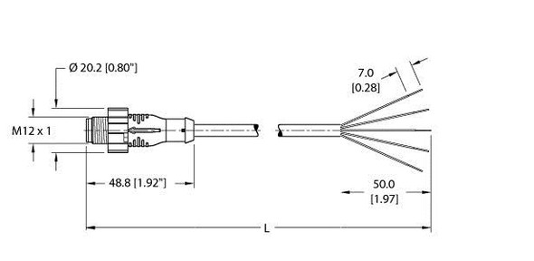 Turck Esrt-A5.500-We2K-5 Actuator and Sensor Cordset, Connection Cable