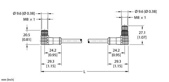 Turck Pkws 3M-2-Psws 3M Actuator and Sensor Cordset, Extension Cable