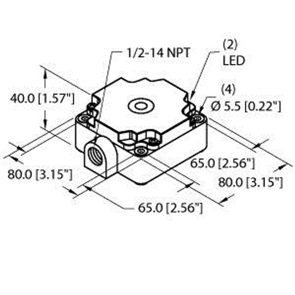 Turck Ni50-Cp80-Fz3X2/S10 Inductive Sensor, With Increased Switching Distance